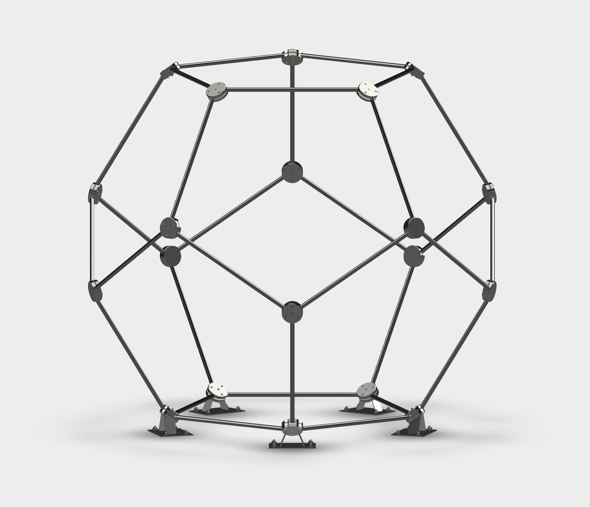 Geodesic dome structure on a white background