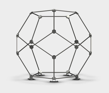 Geodesic dome structure on a white background